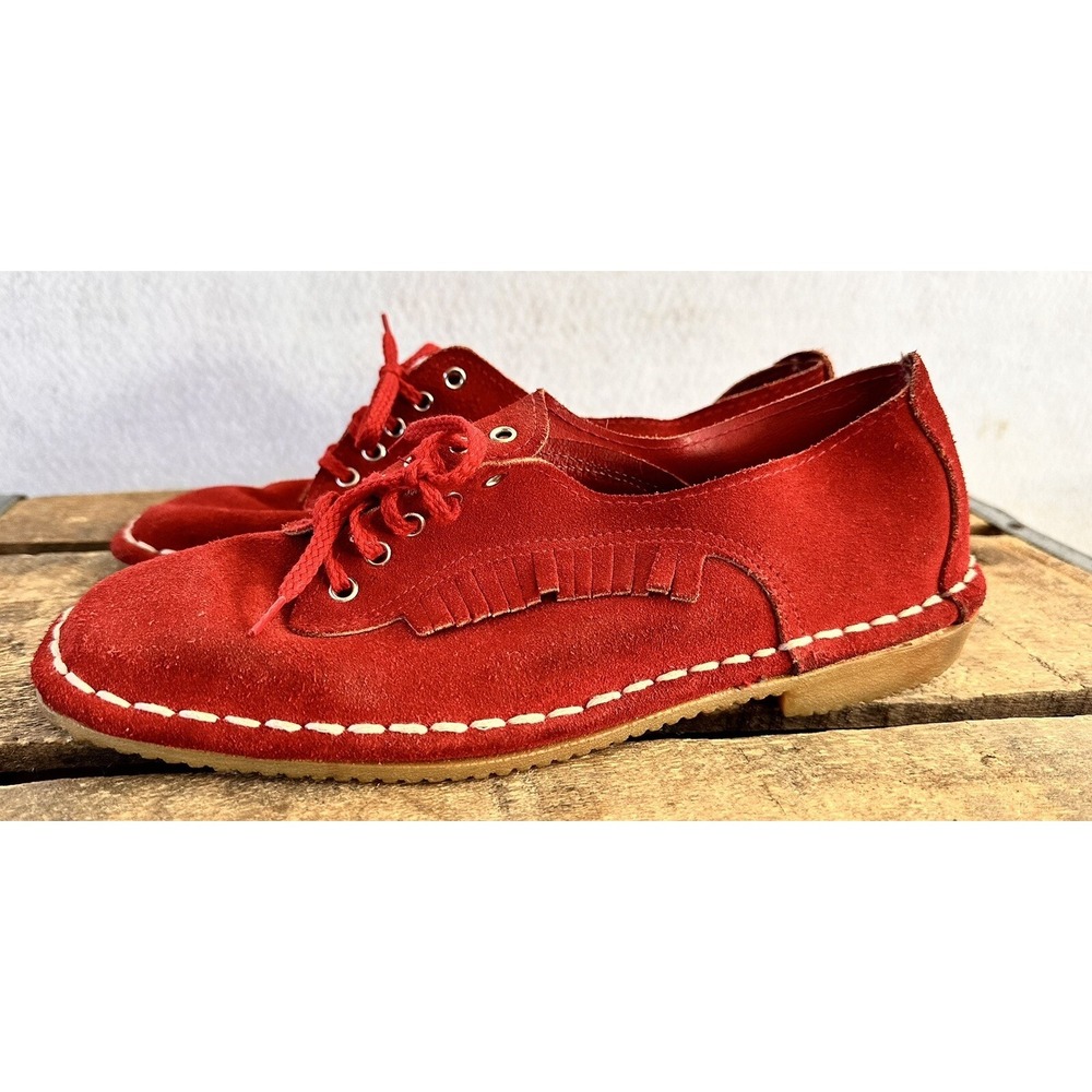Red Suede Loafers Flats Shoes IMPO Retro EU 37 US 6.5 Women's